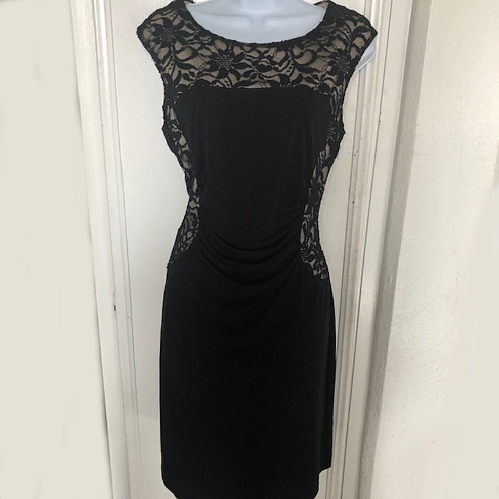NWOT Little BLACK Dress Pullover Lace Shirred Bodice Cocktail Wedding